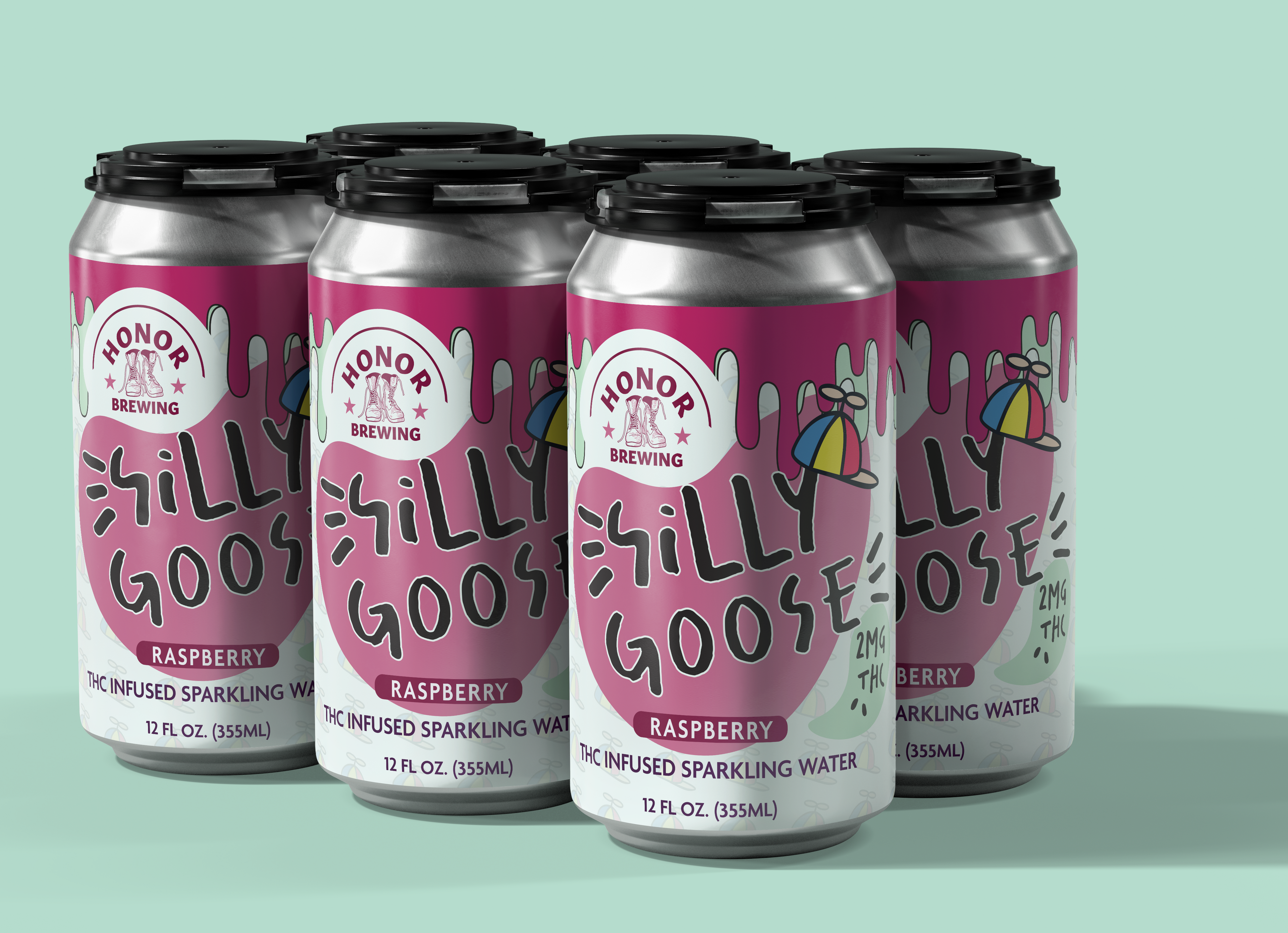 Silly Goose 2mg - Raspberry Sparkling Water - 6 Pack