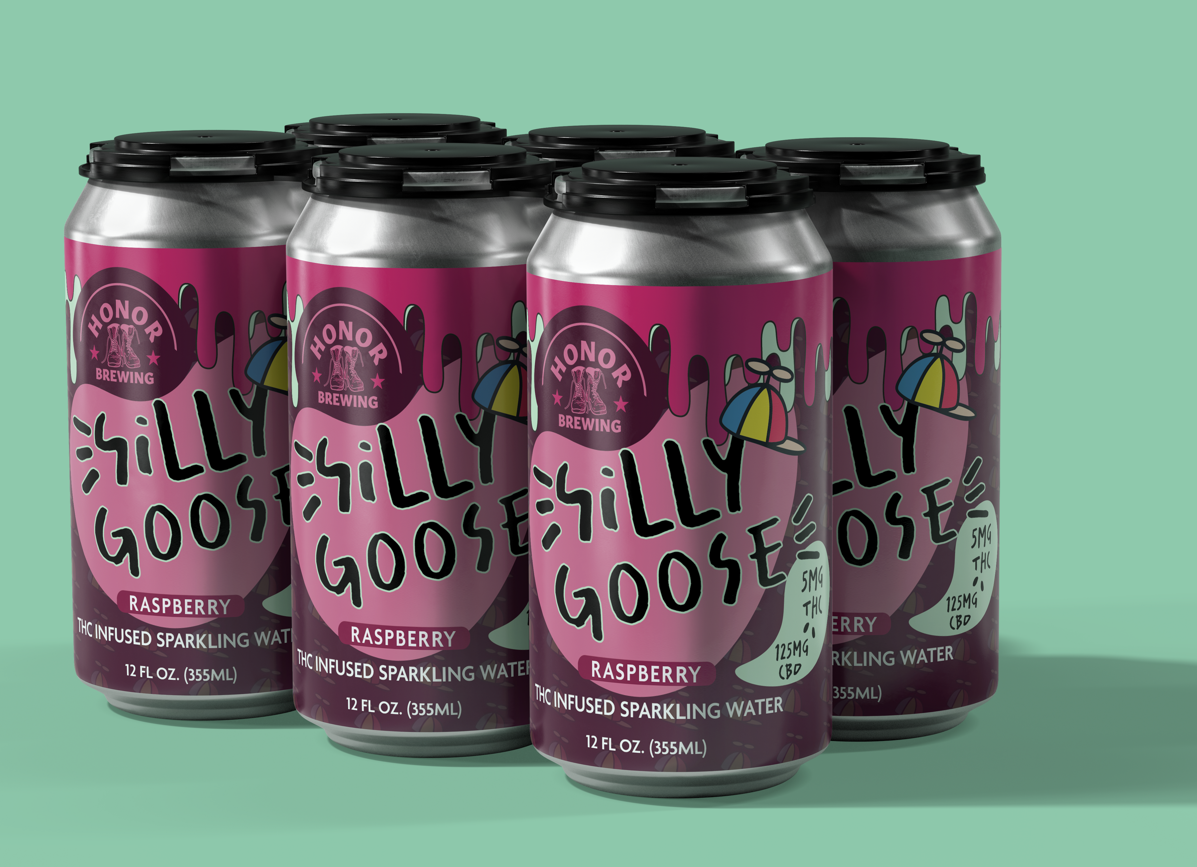 Silly Goose 5mg - Raspberry Sparkling Water - 6 Pack
