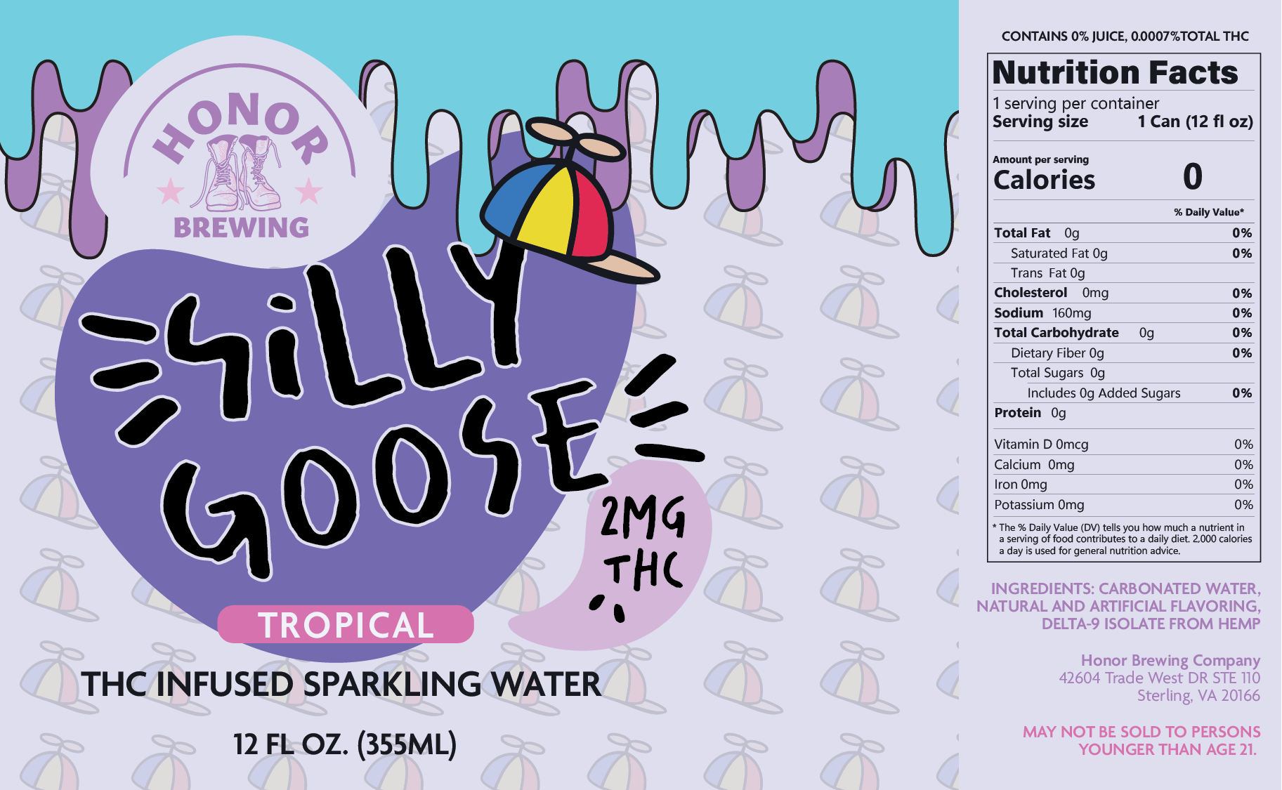 Silly Goose 2mg - Tropical Sparkling Water - 6 Pack