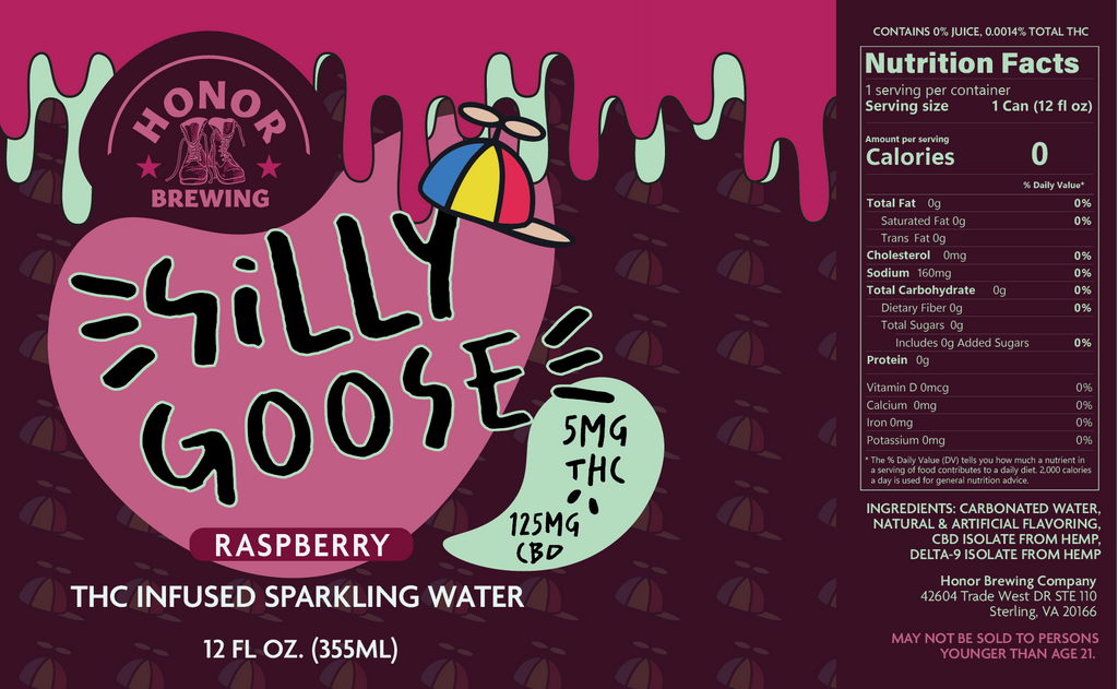 Silly Goose 5mg - Raspberry Sparkling Water - 6 Pack